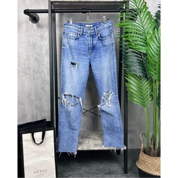 GRLFRND | Karolina High-Rise Light Wash Distressed Jeans in ‘To Be Continued’ - Picture 2 of 13